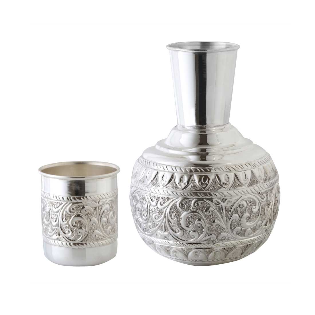 silver kitchenware tumbler hallmark certified , lead & cadmium free shop now at caratcafe.in