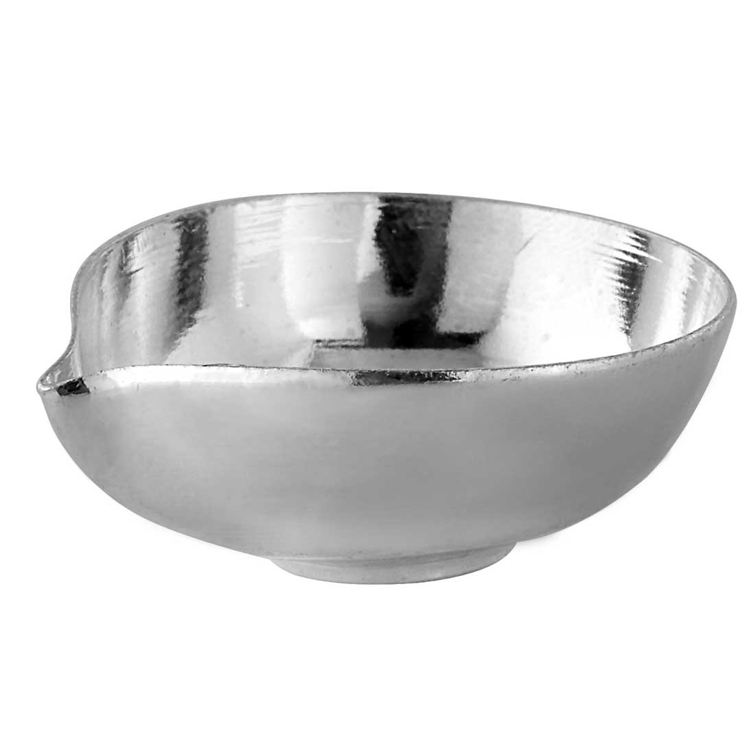 Silver diya on a white background
