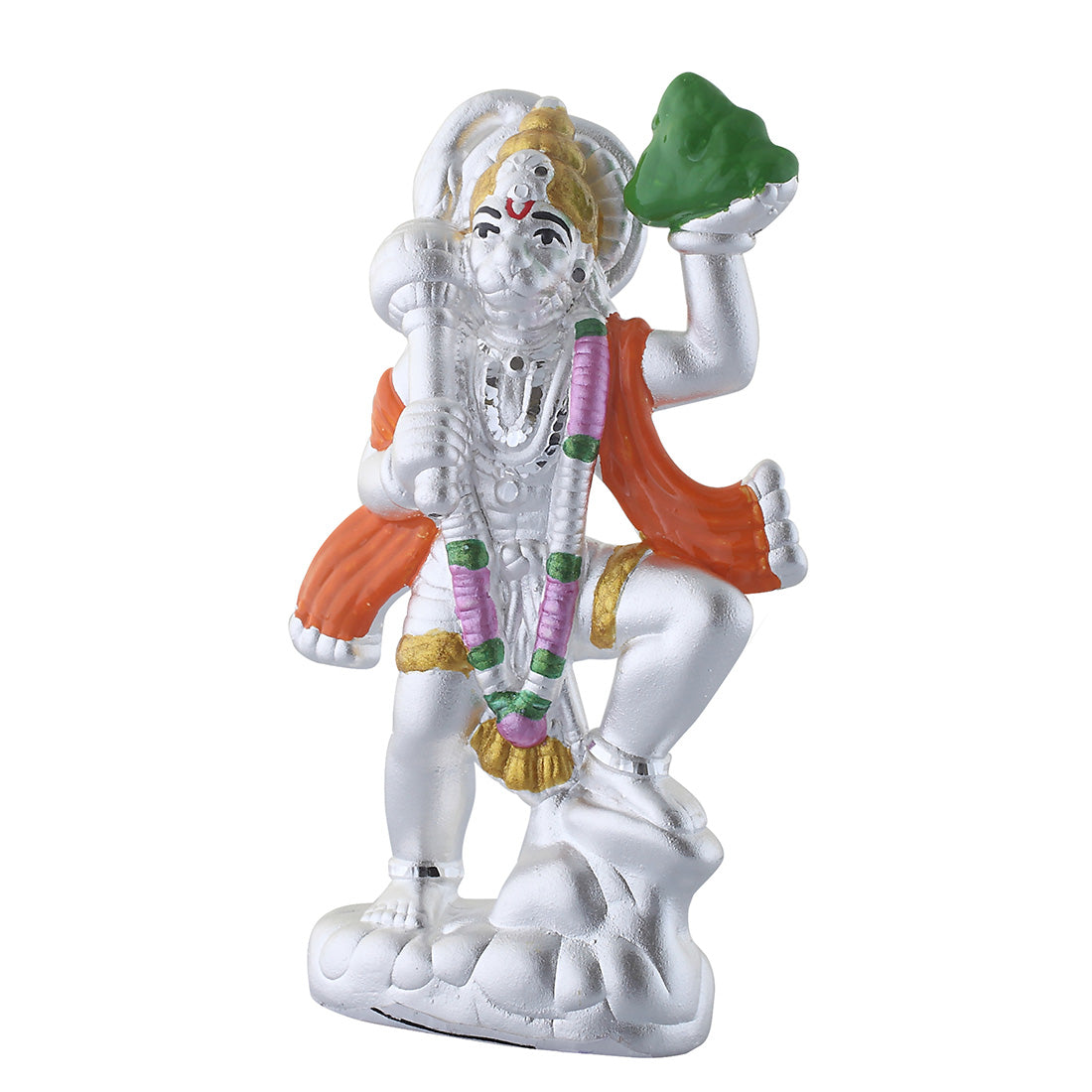silver hanuman with mountain