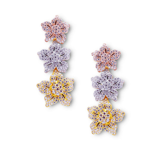 tricolored silver earring