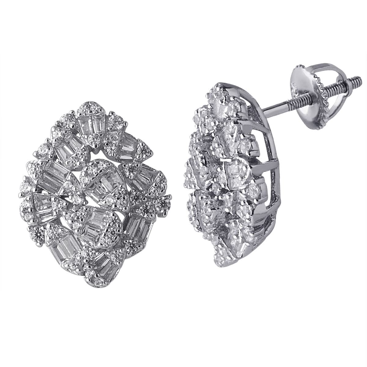 75 Carat (each) Brilliant CZ Round Stud Earrings in Sterling Silver