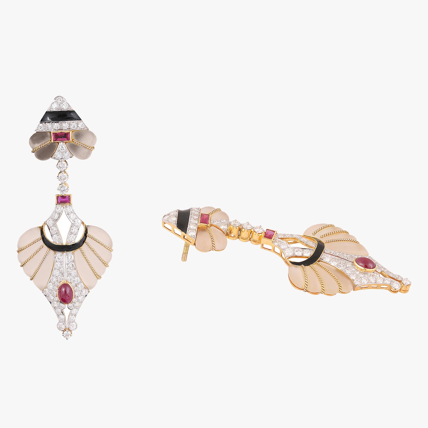 Earrings with black enamel work