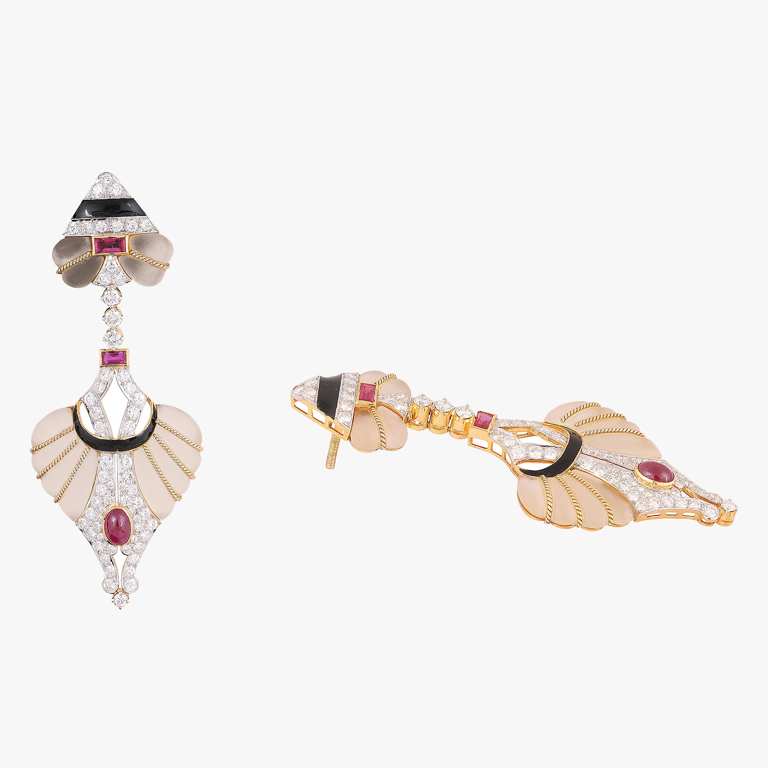 Earrings with black enamel work