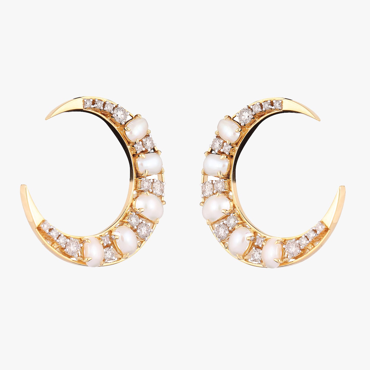 Moon shape Natural Diamond Earrings