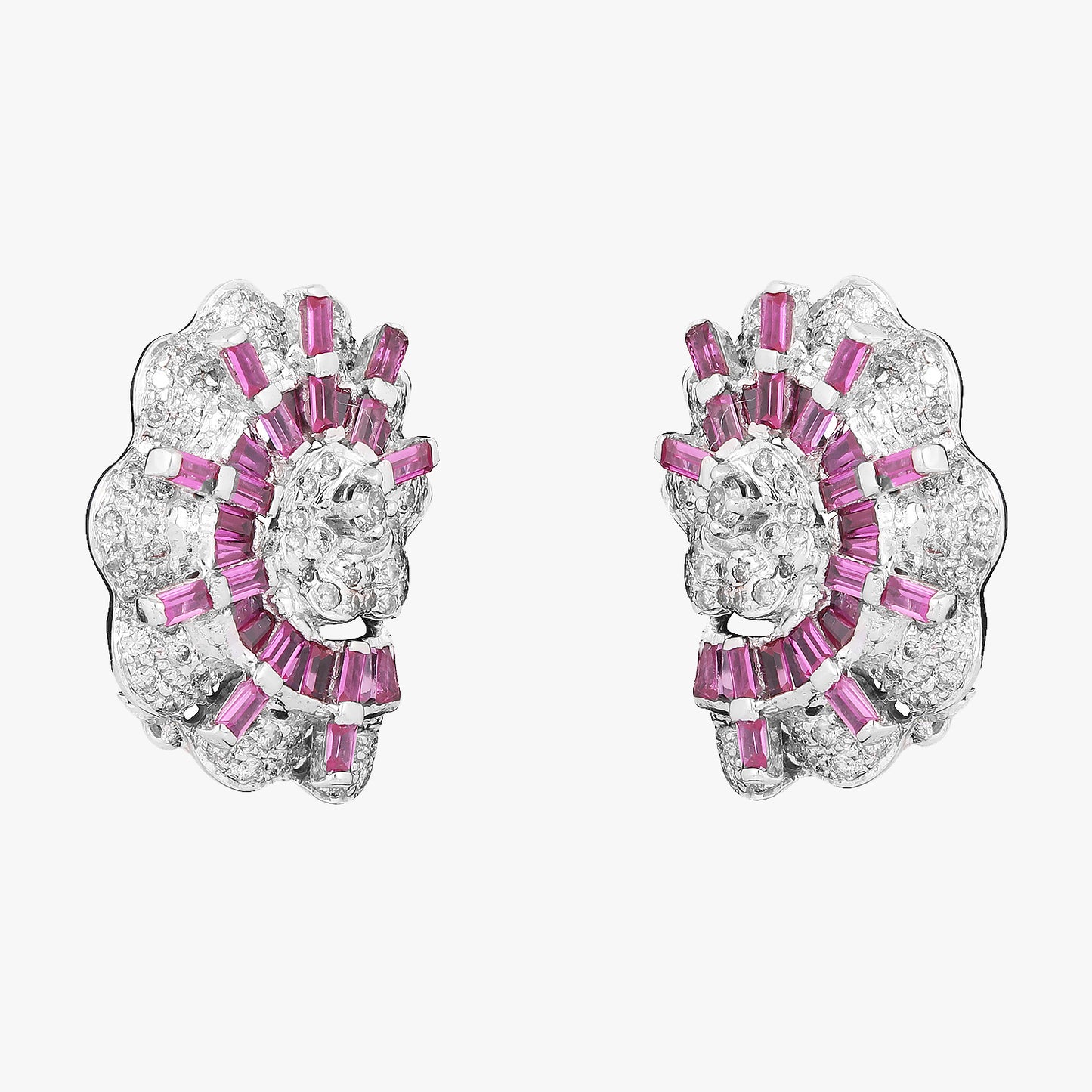 Natural Ruby Diamond Earrings