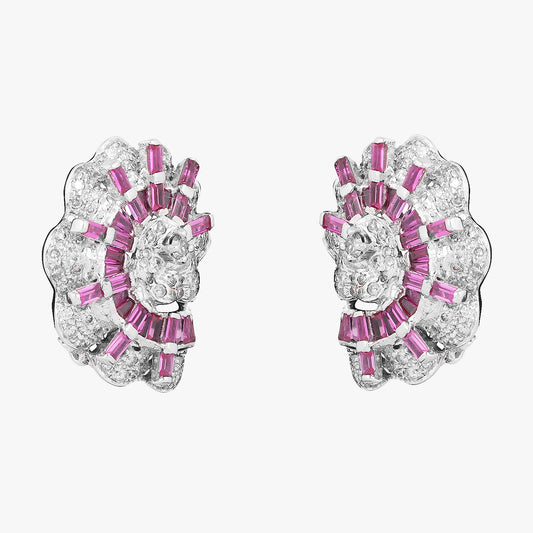 Natural Ruby Diamond Earrings