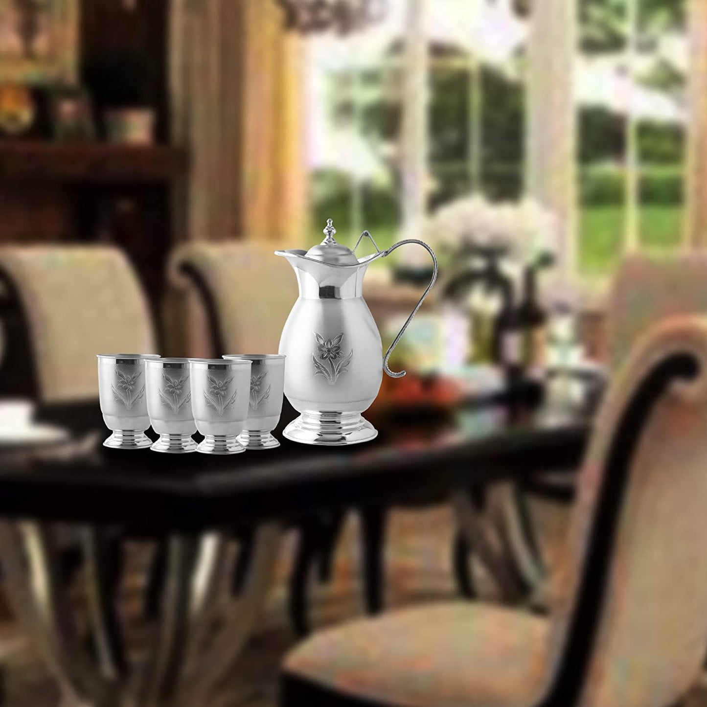 CaratCafe Pure Silver 925 Jug Glass Set for Everyday Use