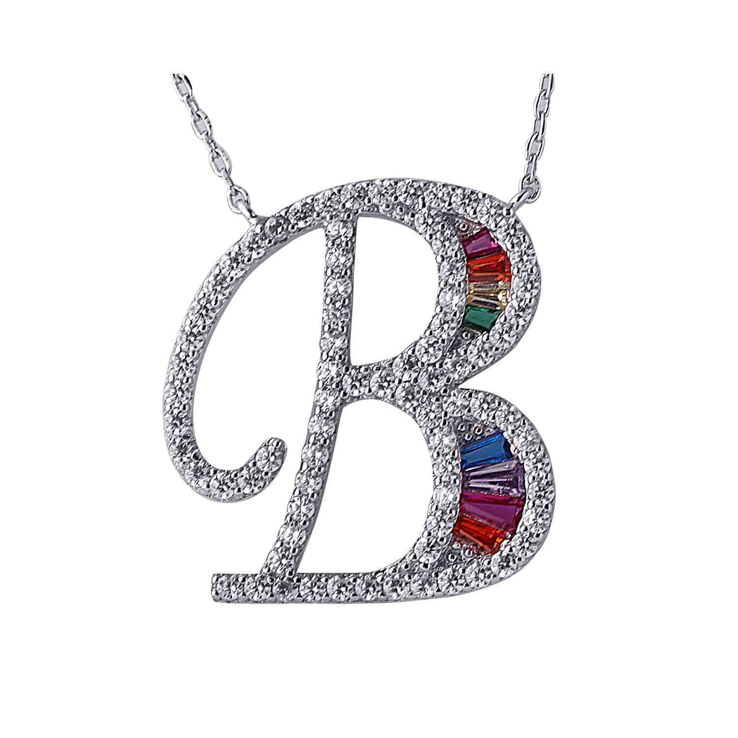 Alphabet B 925 Silver Pendant With Chain