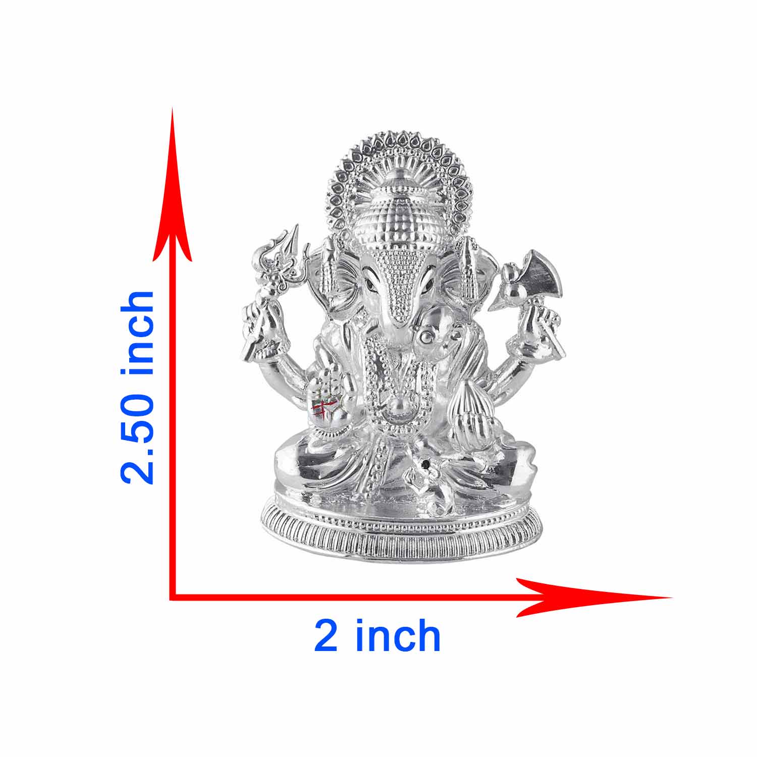 Pure Silver Dagdusheth Ganpati Showing Dimension Of Ganesh Murti