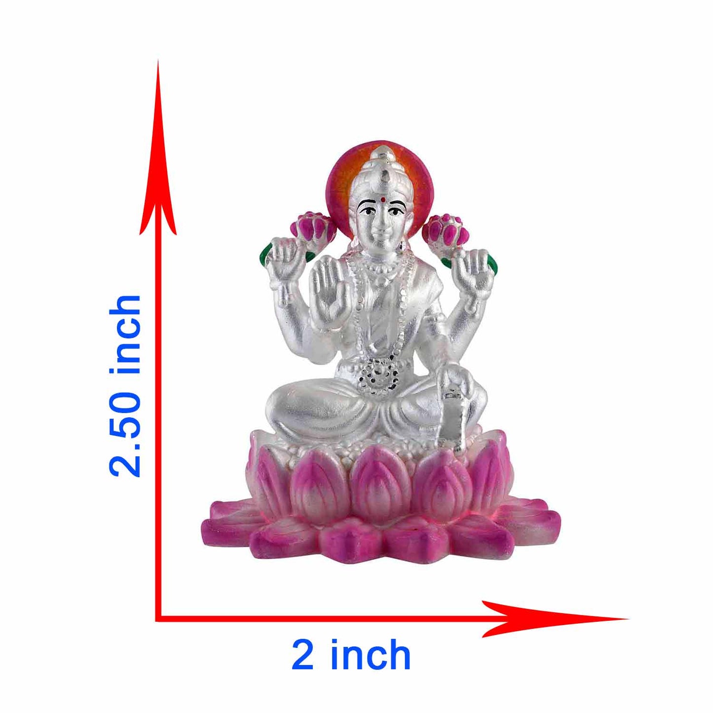 Silver Laxmi Murti Showing Dimension of Maa Laxmi Idol