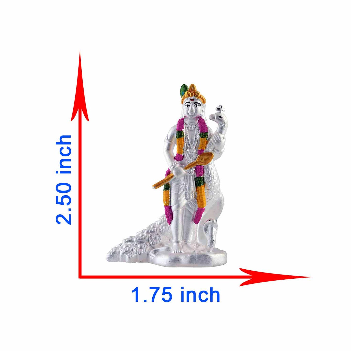 Pure Silver Kumaraswamy-Karthikeya showing dimension of Lord Murugan murti