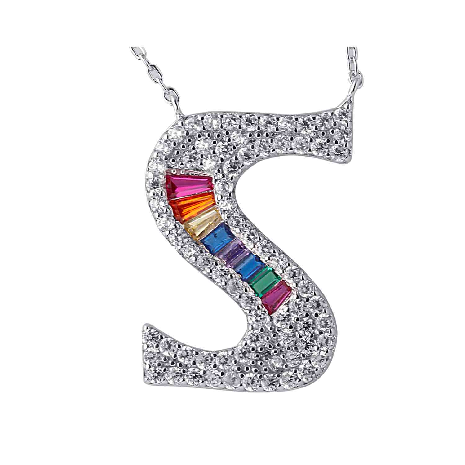 Alphabet S 925 Silver Pendant With Chain