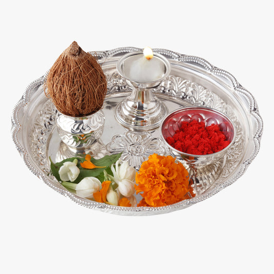 Silver puja thali