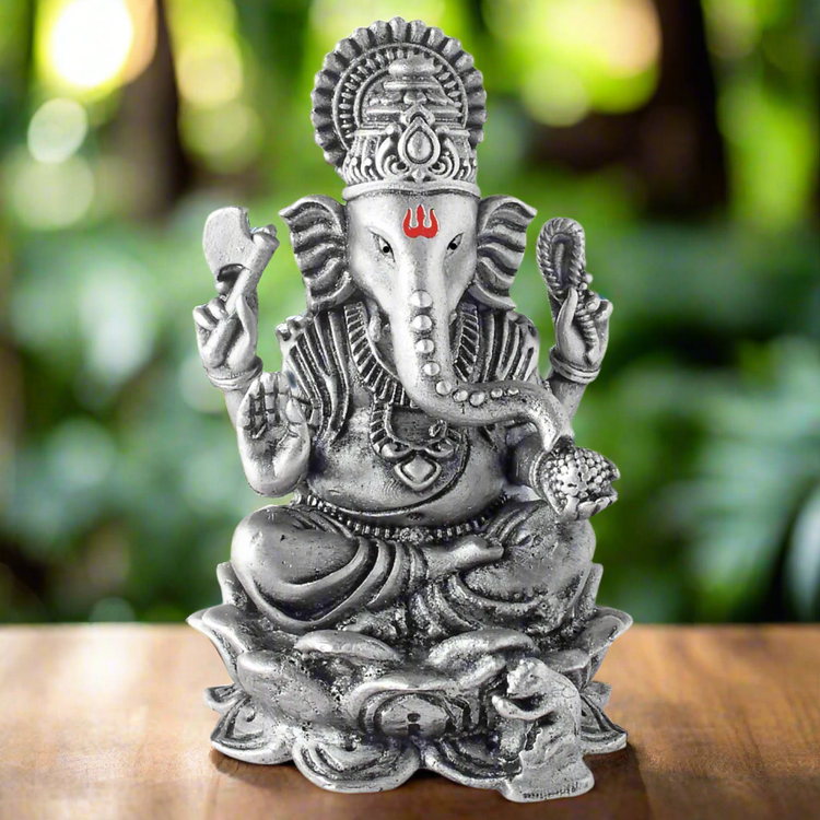 Large pure silver Ganesha idol - 999 BIS hallmark certified at CaratCafe