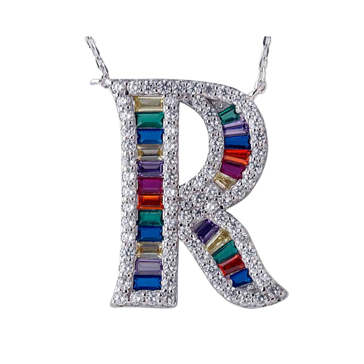 925 Sterling Silver Letter 'R' Alphabet Pendant - Hallmark Certified at CaratCafe