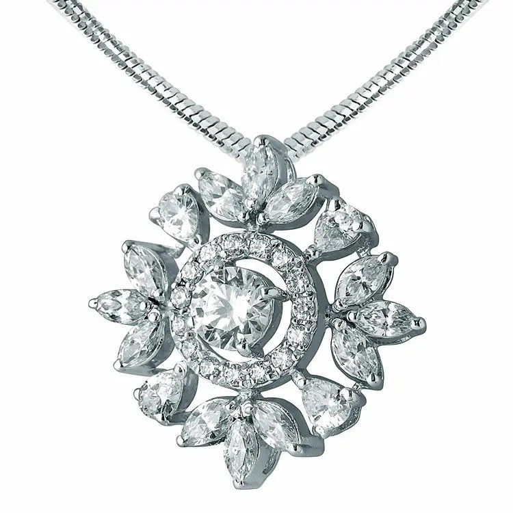925 Sterling Silver Pendant Embellished with Swarovski Crystals - Hallmark Certified at CaratCafe