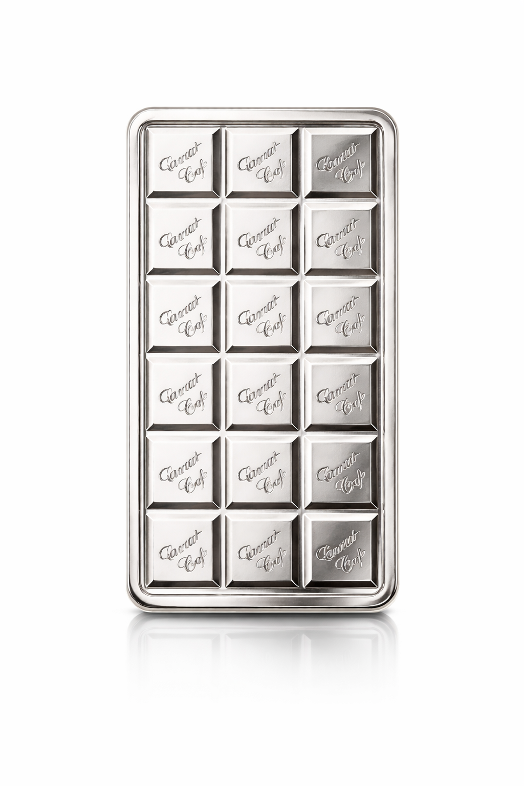silver bar 100 g with chocolate cubes cut shape 