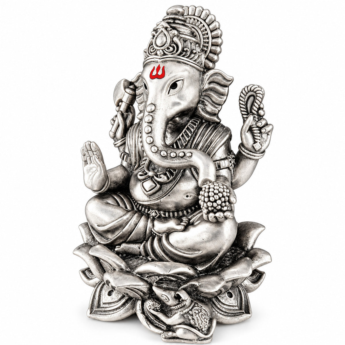 925 silver Ganesh idol, 5 inch left side view