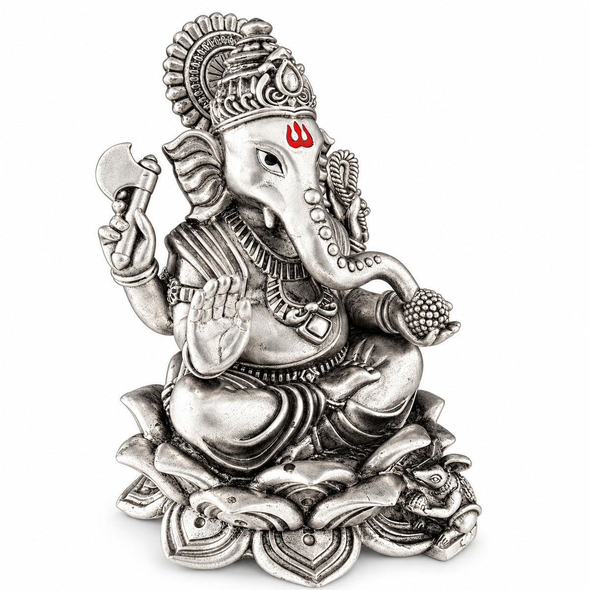 925 silver Ganesh idol, 5 inch right side view