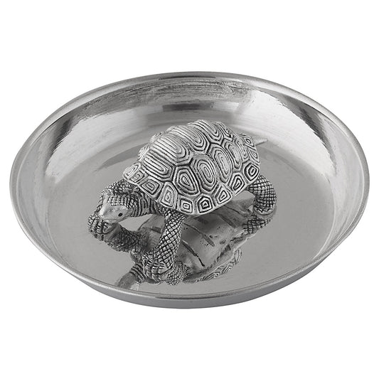 silver tortoise with plate