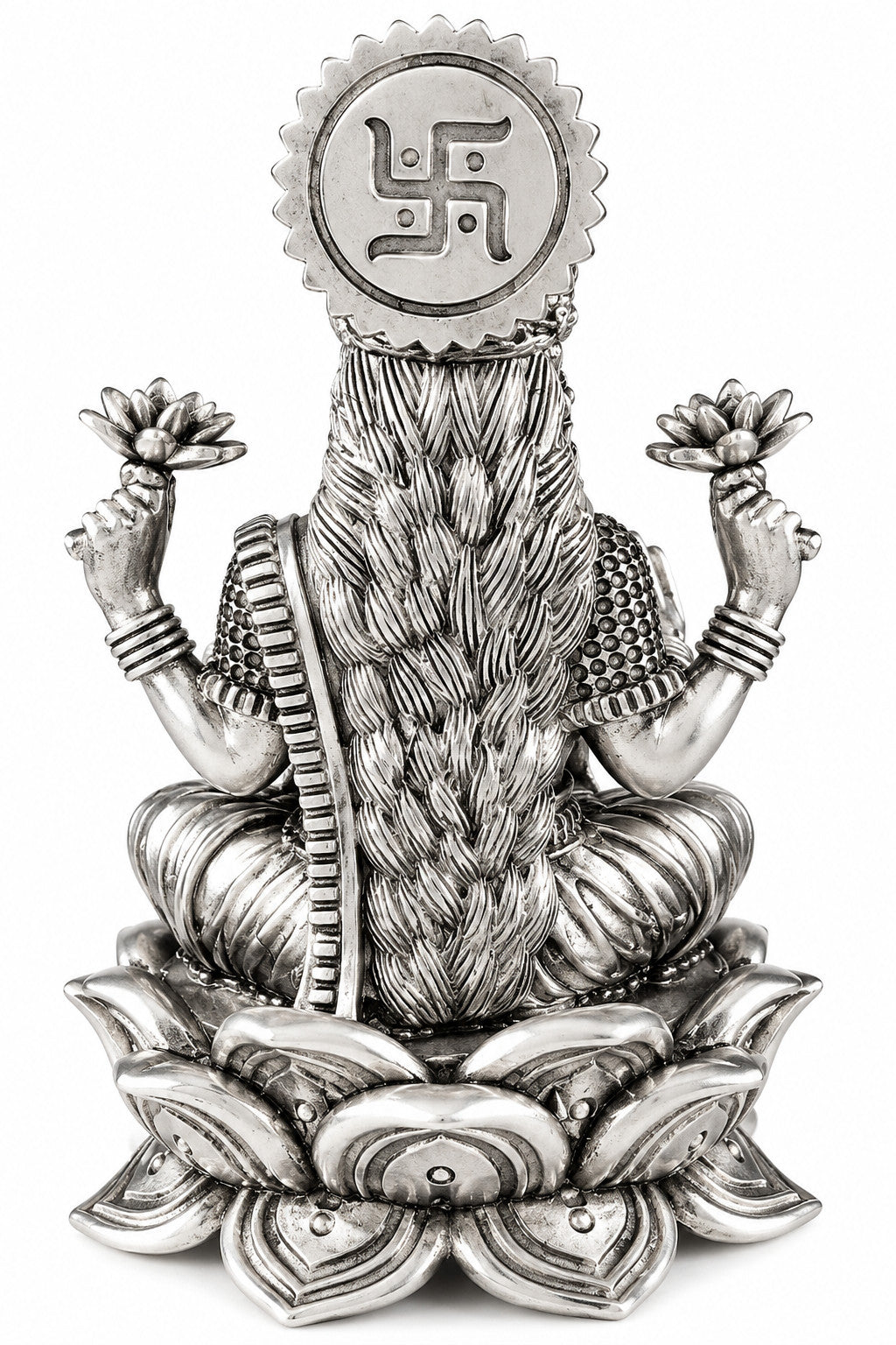 925 silver Maa Laxmi idol, 5 inch rear view