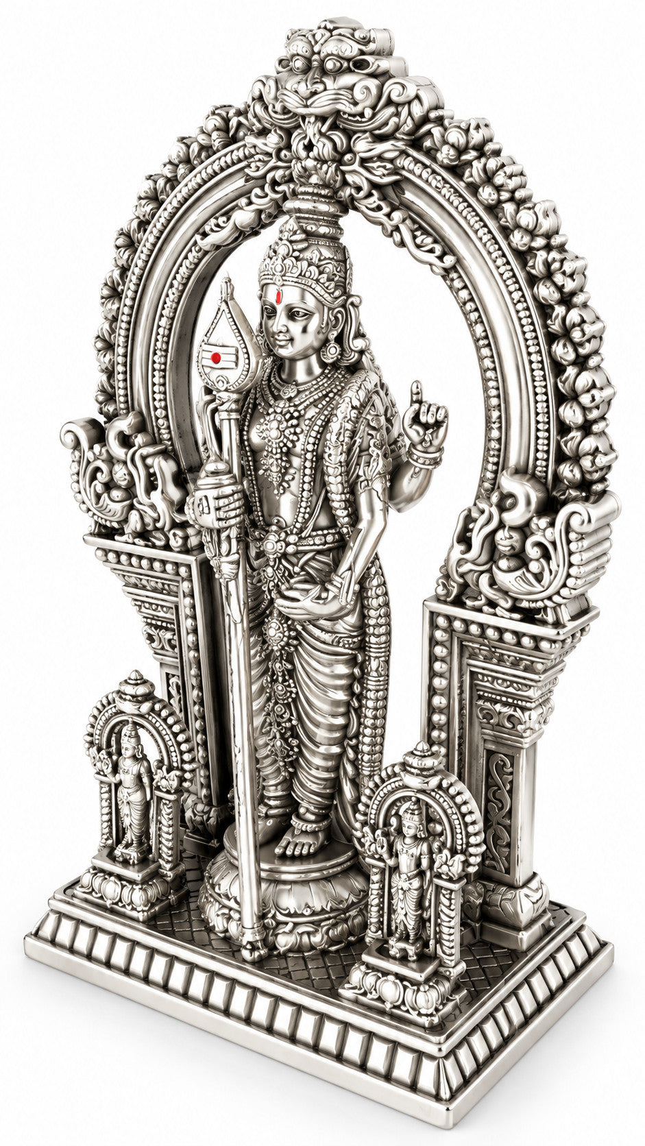 925 silver Lord Murugan idol with Vel, 2.5 inch left view