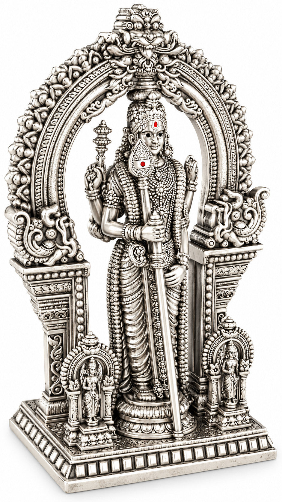 925 silver Lord Murugan idol with Vel, 2.5 inch right view