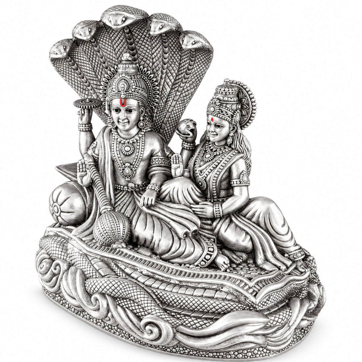 925 silver Narayan Laxmi idol under Sheshnag, 5 inch right view