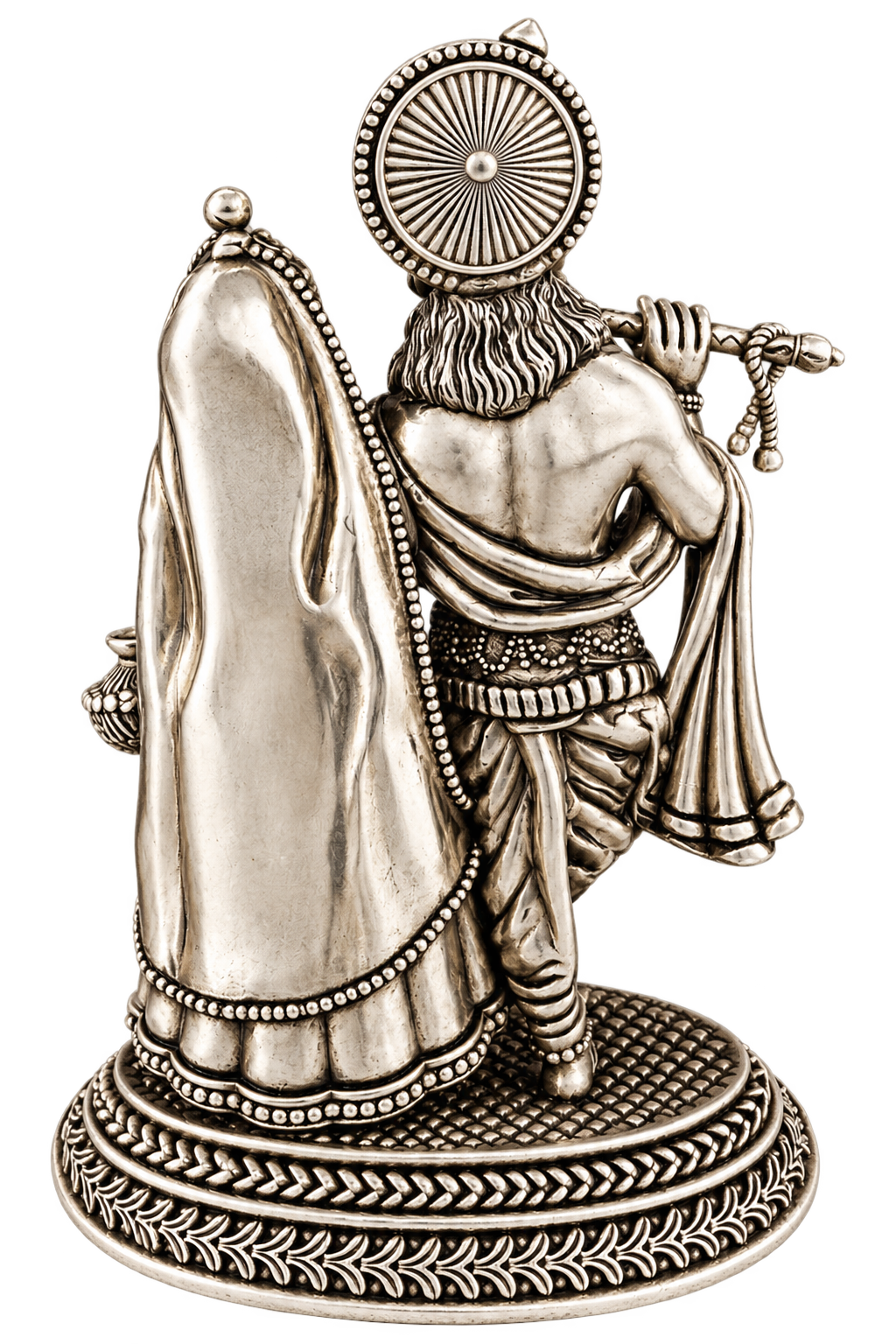 925 silver Radha Krishna idol, 5 inch transparent back view