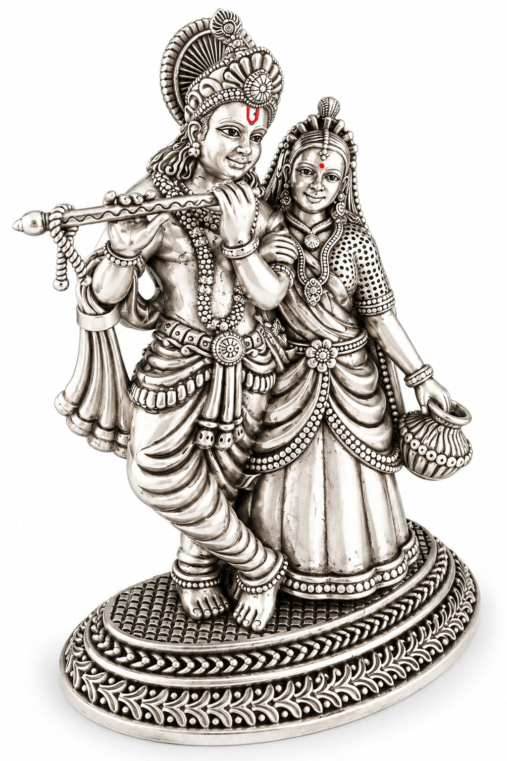 925 silver Radha Krishna idol, 5 inch left side view