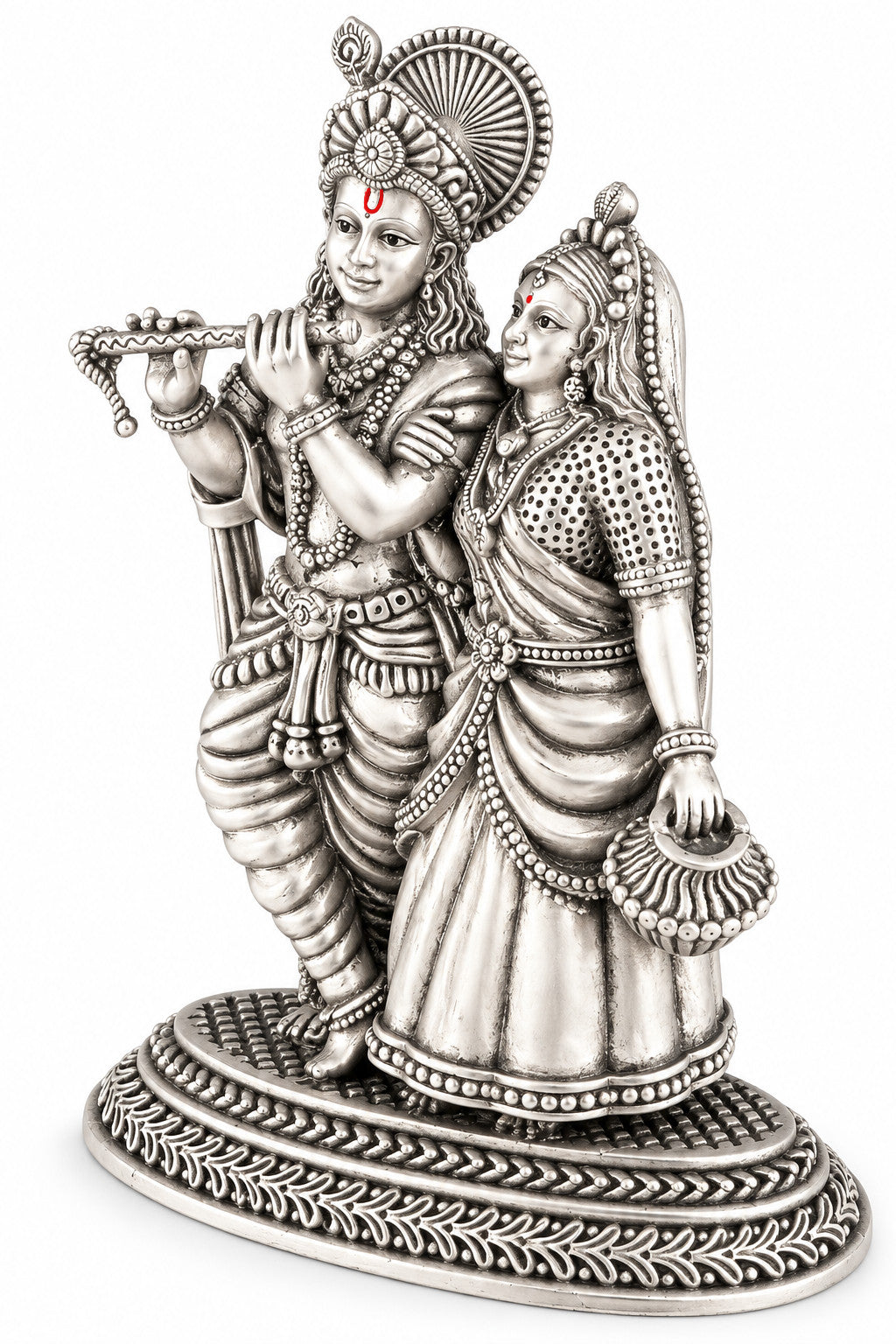 925 silver Radha Krishna idol, 5 inch right side view