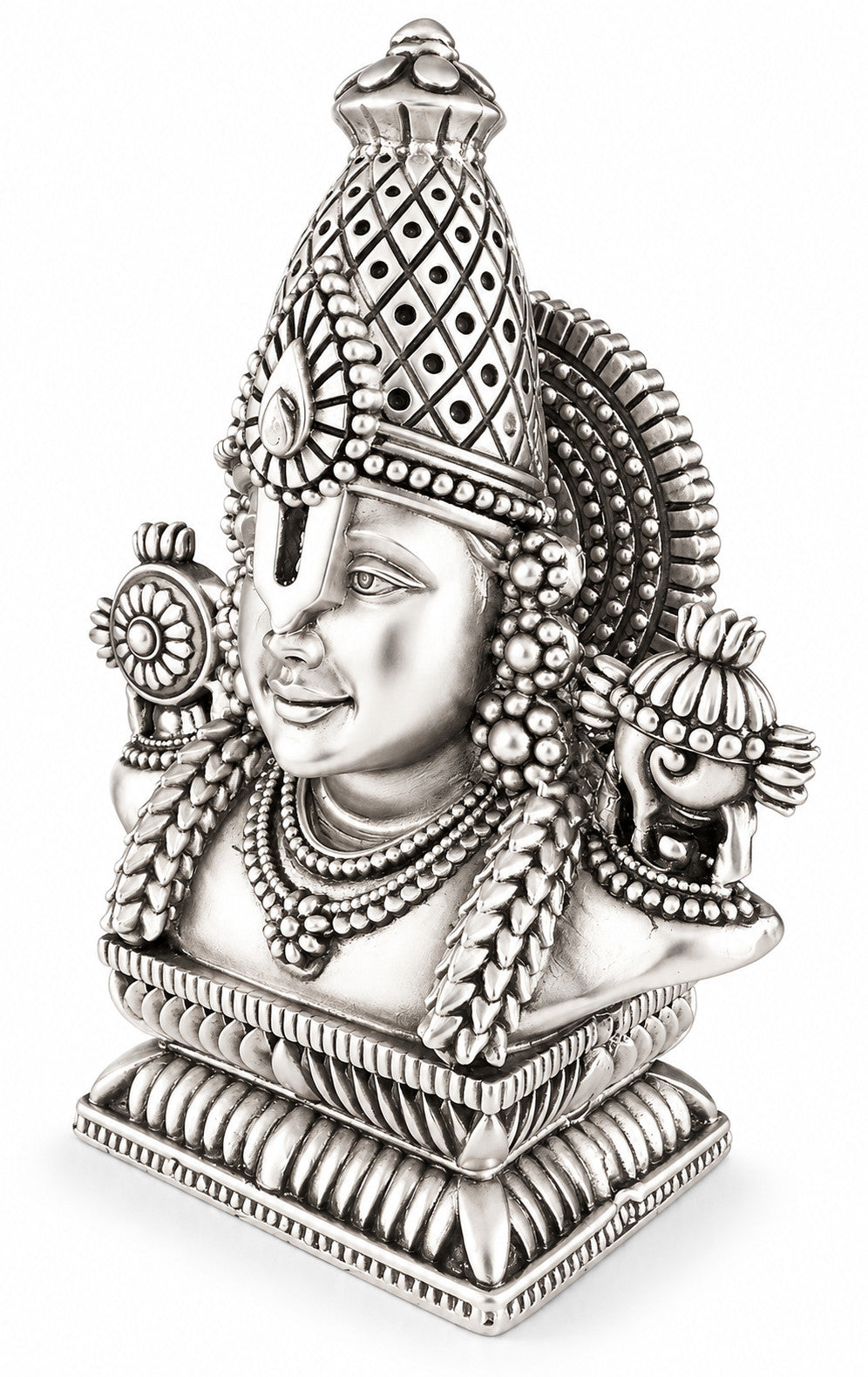 925 silver Tirupati Balaji bust idol, 4 inch right angle