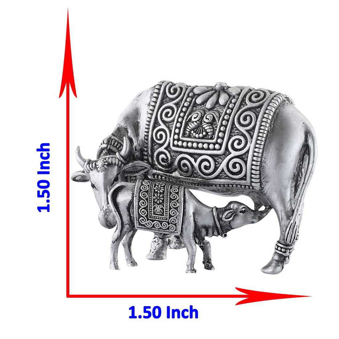 size of cow idol in 925 silver