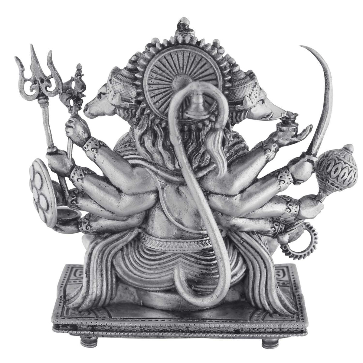 925 silver Panchmukhi Hanuman idol, 4 inch back view