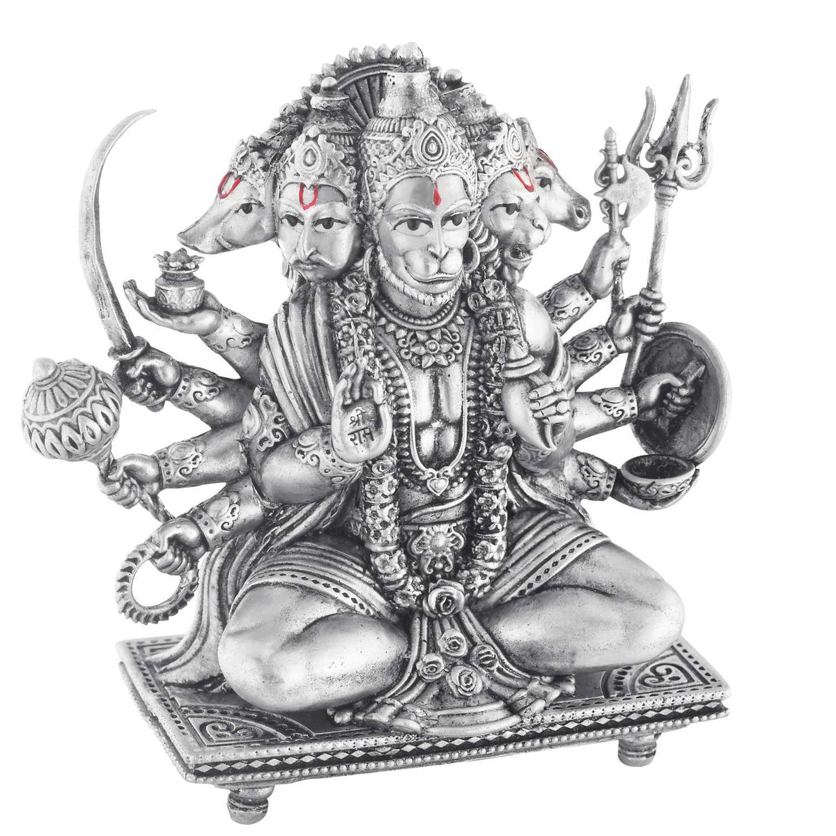 925 silver Panchmukhi Hanuman idol, 4 inch left angle