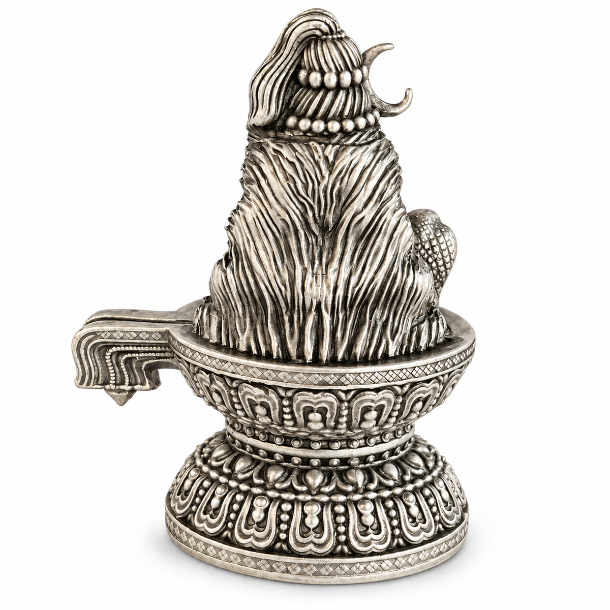 925 silver Lord Shiva face Shivling with Naga, back view