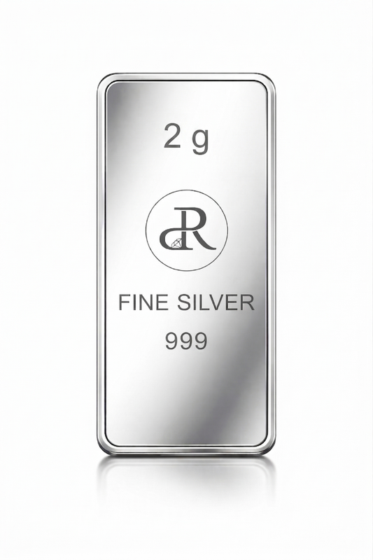 Silver bar with 'PRD' logo and 'Fine Silver 999' text on a white background
