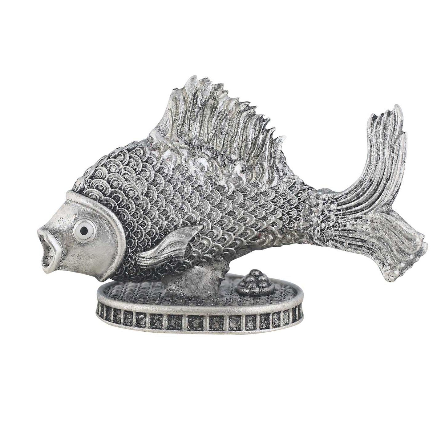 Decorative fish sculpture on a white background