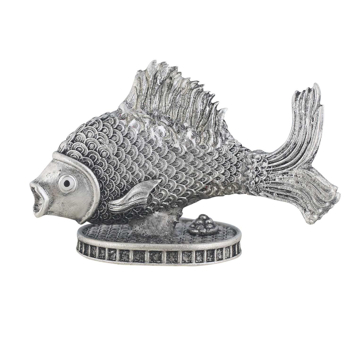 Decorative fish sculpture on a white background