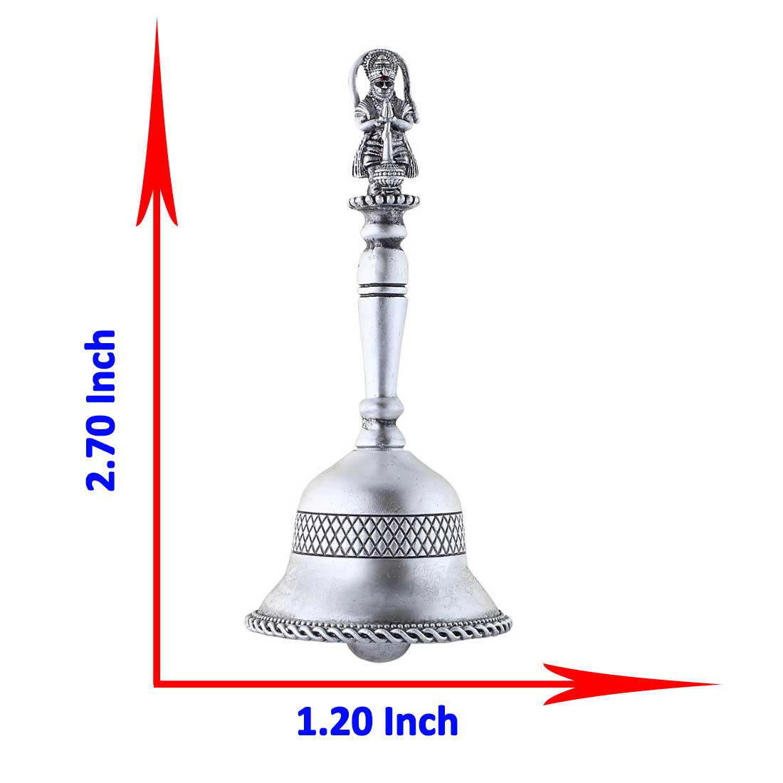 Silver Pooja Bell Ghanti for Mandir Pooja (Hanuman Figure)