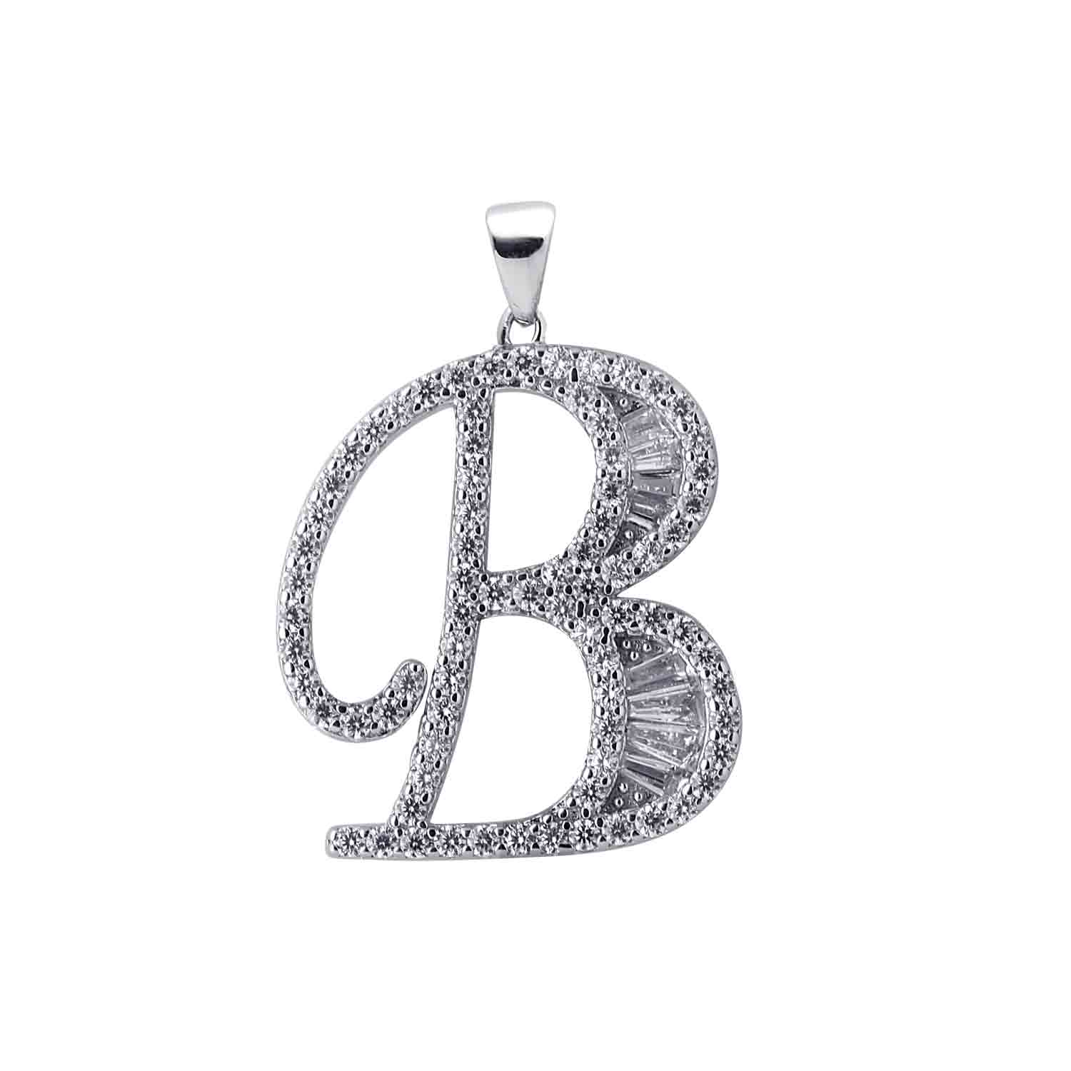 Alphabet B 925 Sterling Silver Pendant ~ CaratCafe – CaratCafeInd