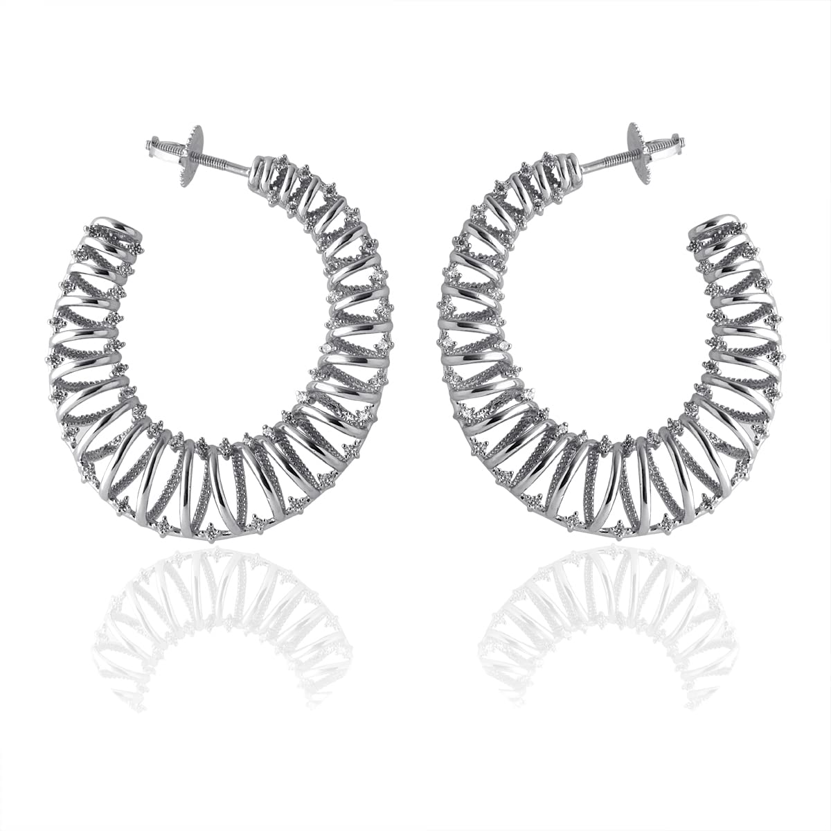 SKN Jewellery Special Silver Polish Big Round Alloy Hoop Ear Bali Earrings  for Women (Silver,7cm) : Amazon.in: Fashion