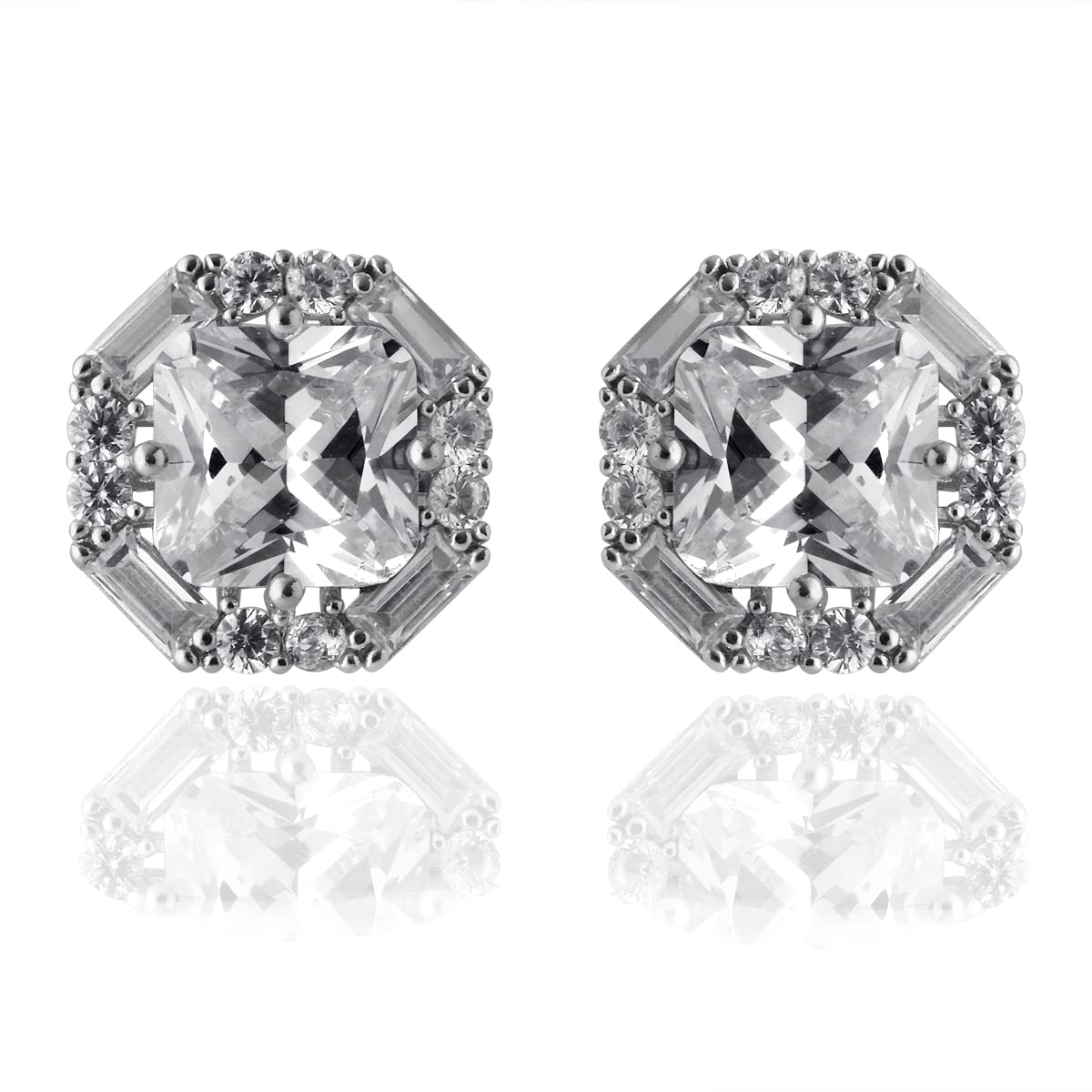Buy Ratnavali Jewels Rose Gold Plated CZ AD Studded White Marquise Big  Round Stud Tops Earrings online