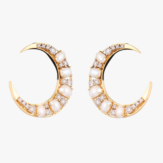Moon shape Natural Diamond Earrings