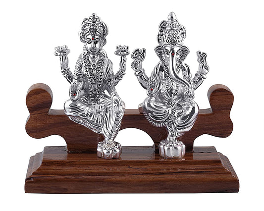 CaratCafe Silver Maa Laxmi Ganesh Idol Statue
