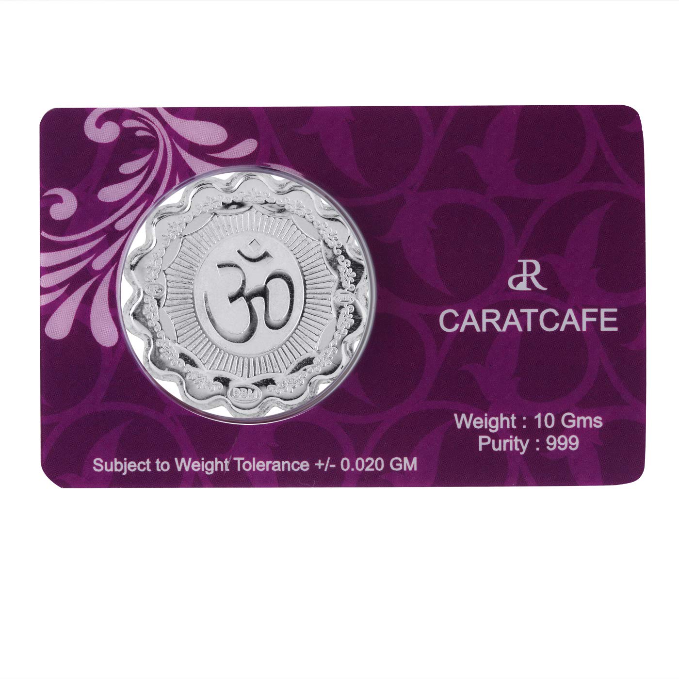 CARATCAFE Pure Silver Coin 999 Purity Coin 10 Grams Ganesh Coin Flower Shape For Pooja 32 MM Size
