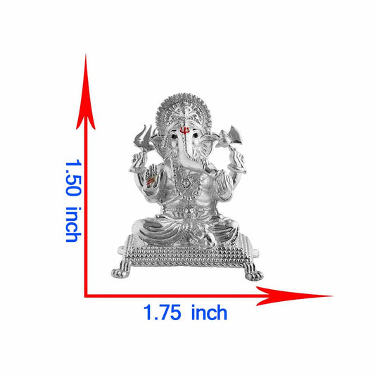 925 Silver Patla Ganpati Idol, Solid, 65–70g