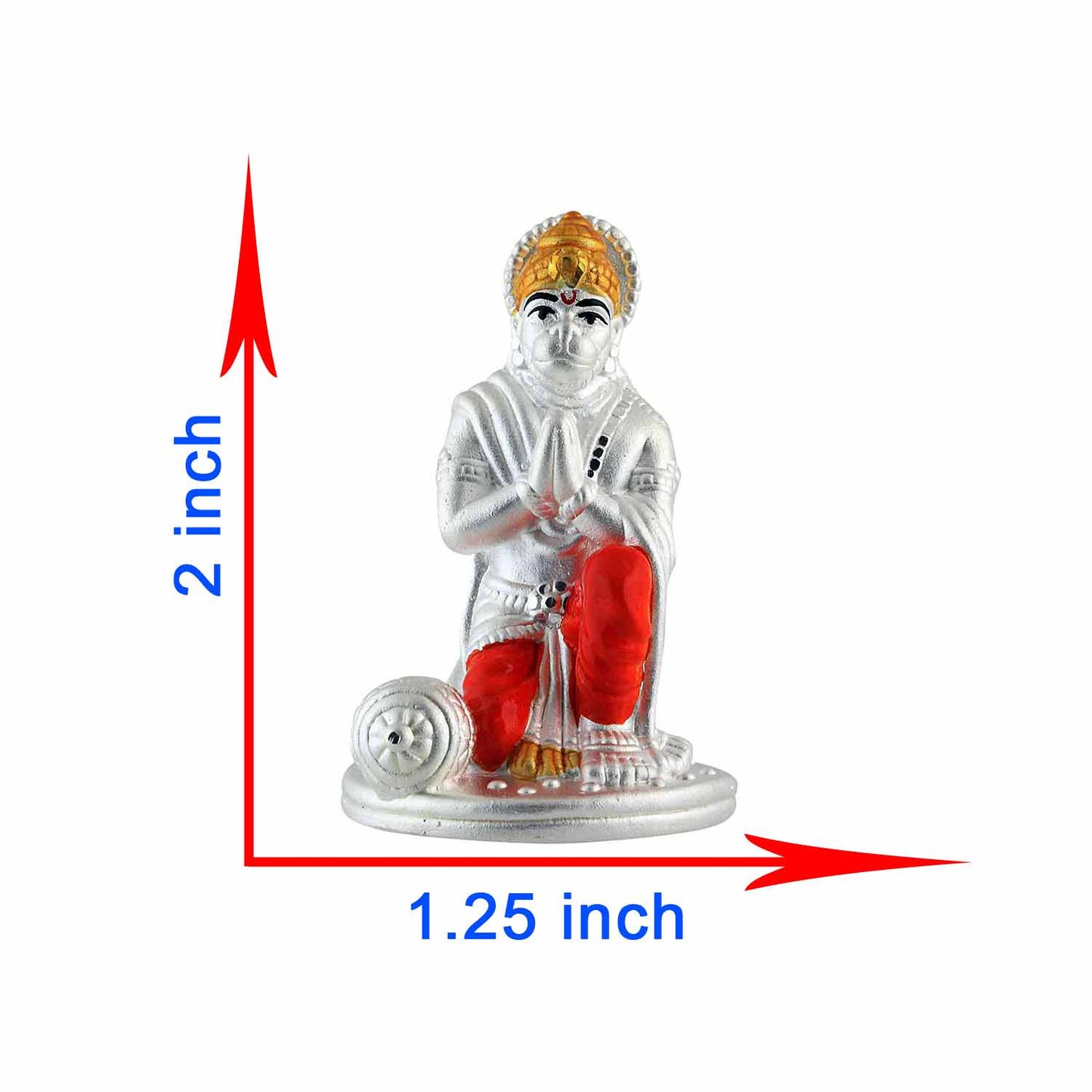 Silver Bajrangbali Idol Showing Dimension of Hanuman