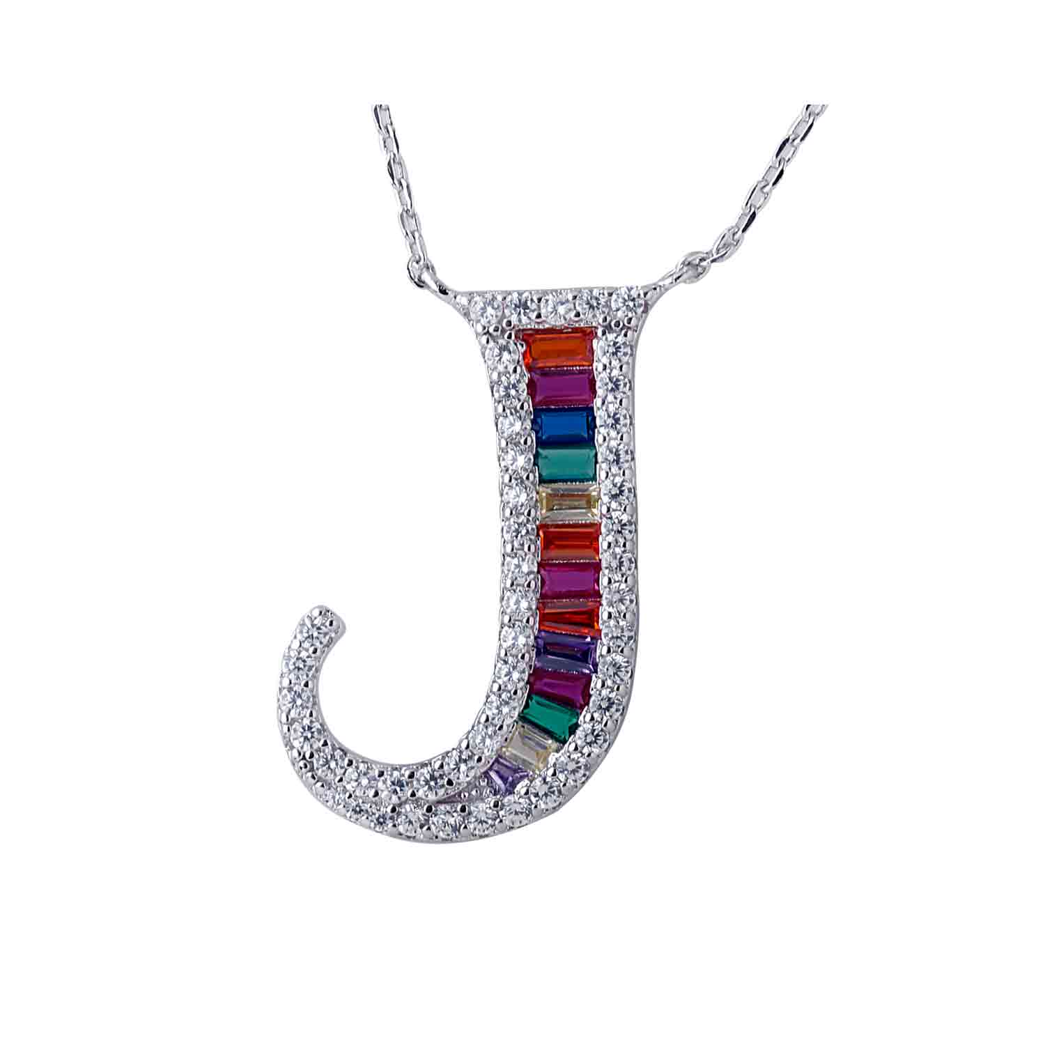 Alphabet J 925 Silver Pendant With Chain
