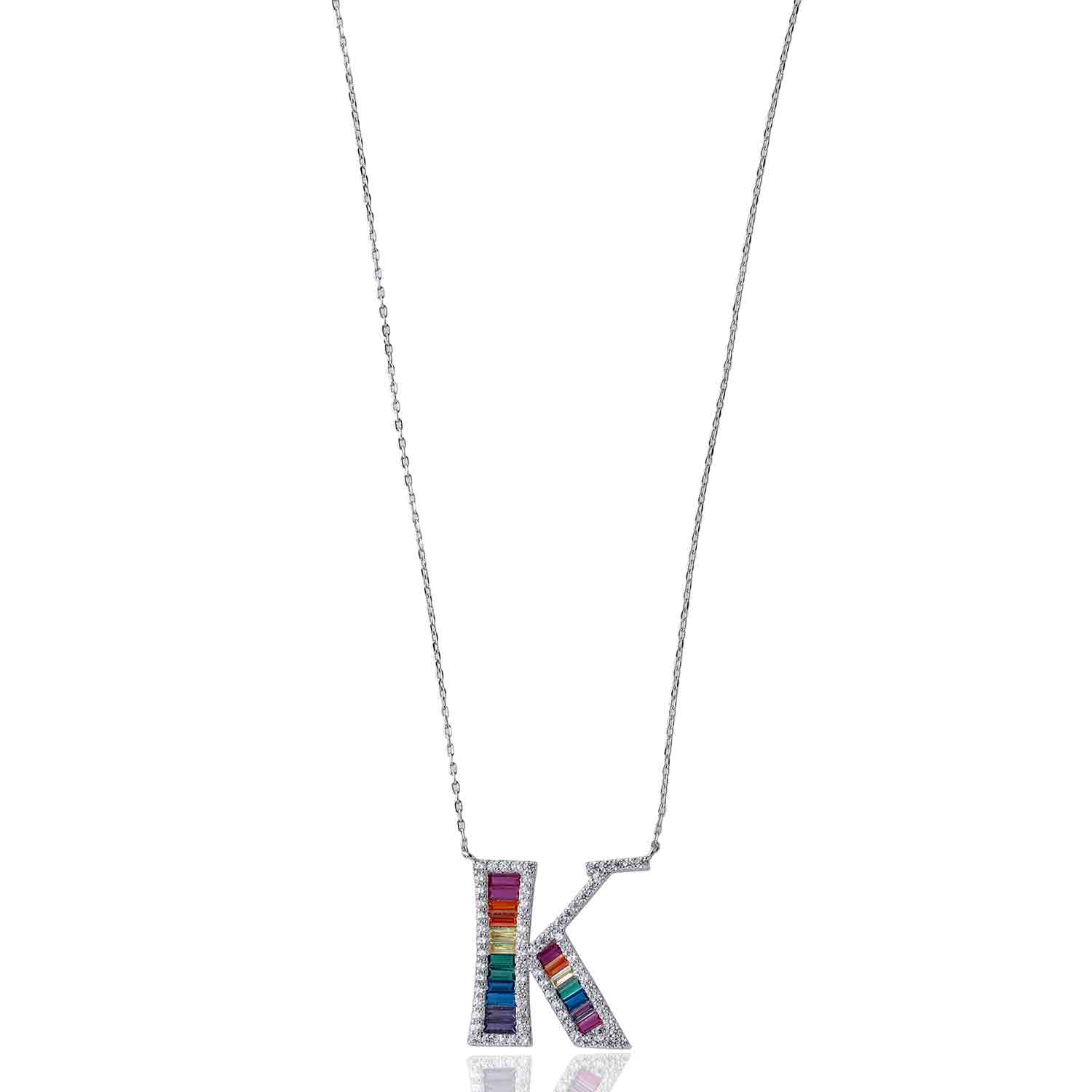 Alphabet K 925 Silver Pendant With Chain ~ CaratCafe – CaratCafeInd